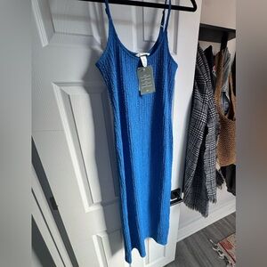 Blue Textured Women's Stretch Dress